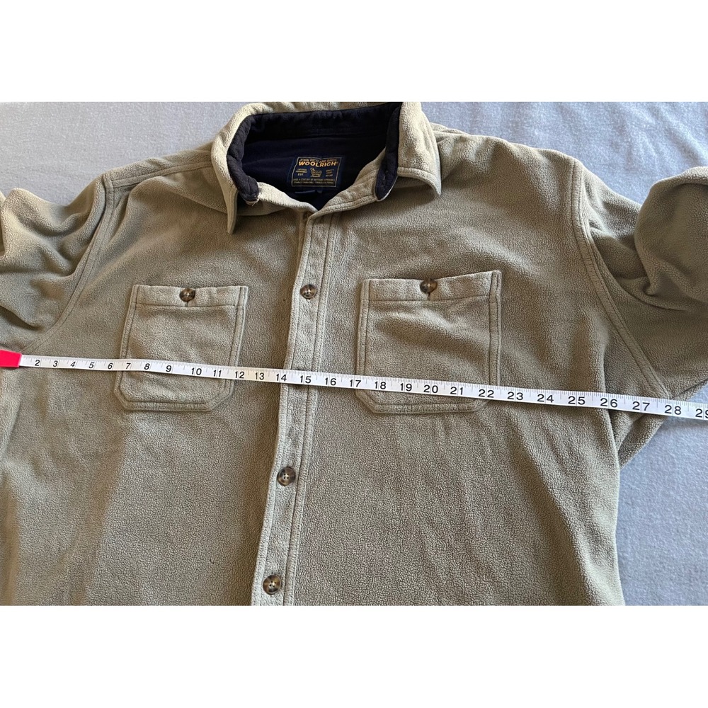 VTG Woolrich Mens Fleece Shirt Jacket Tan Khaki Button Up L Large *READ* - Picture 11 of 14